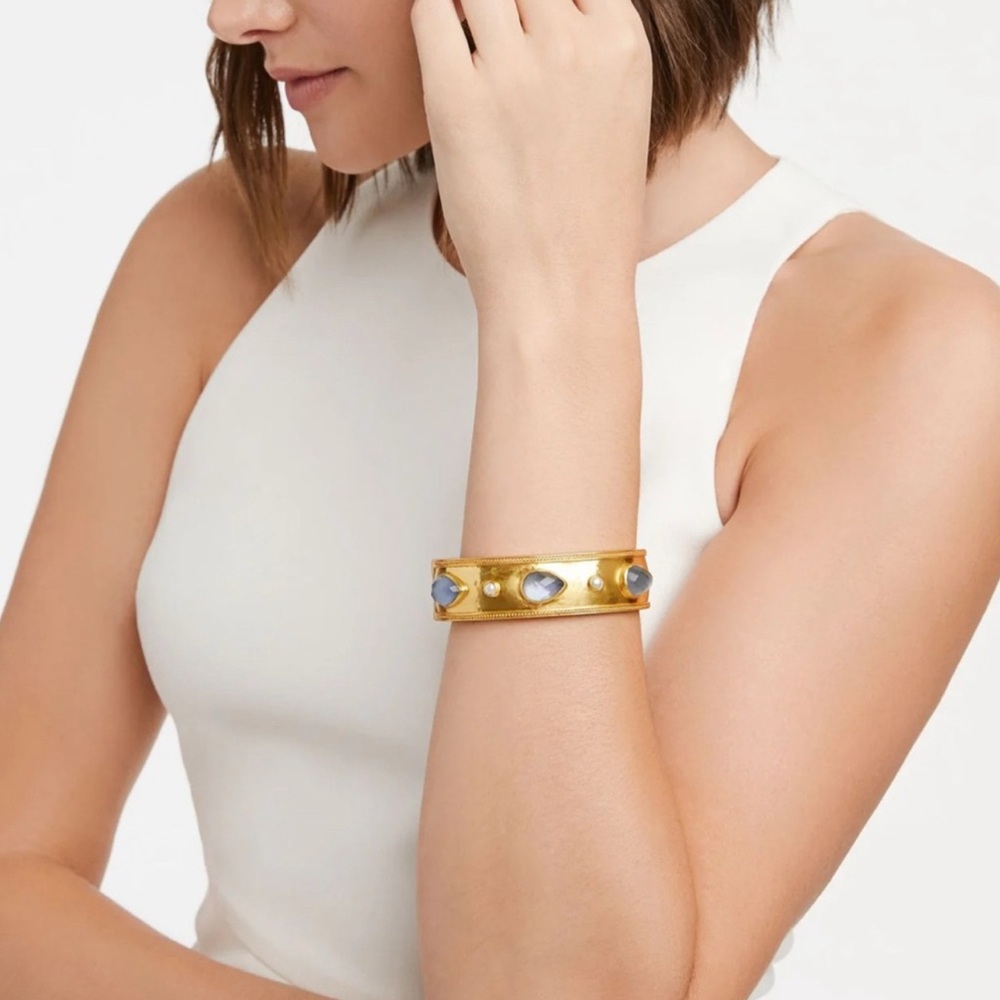 NWT Authentic Luxury Bohemian Julie Vos Cannes Gemstone Statement Hinge Bangle - Picture 6 of 17